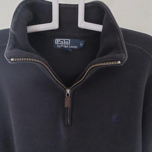 Ralph Lauren Polo black  1/4 zip Sweater size L - Picture 2 of 2